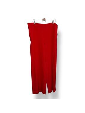 Halston Heritage Pants Red Wide Leg Stretch‎ Size XL NWT